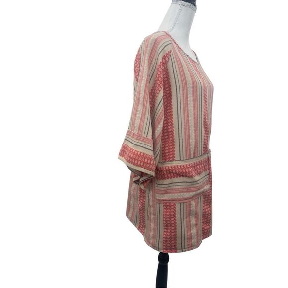 Anthropology  Stark X Small Pink Beige Stripe Cotton Tunic Top made in the USA b - Picture 13 of 16